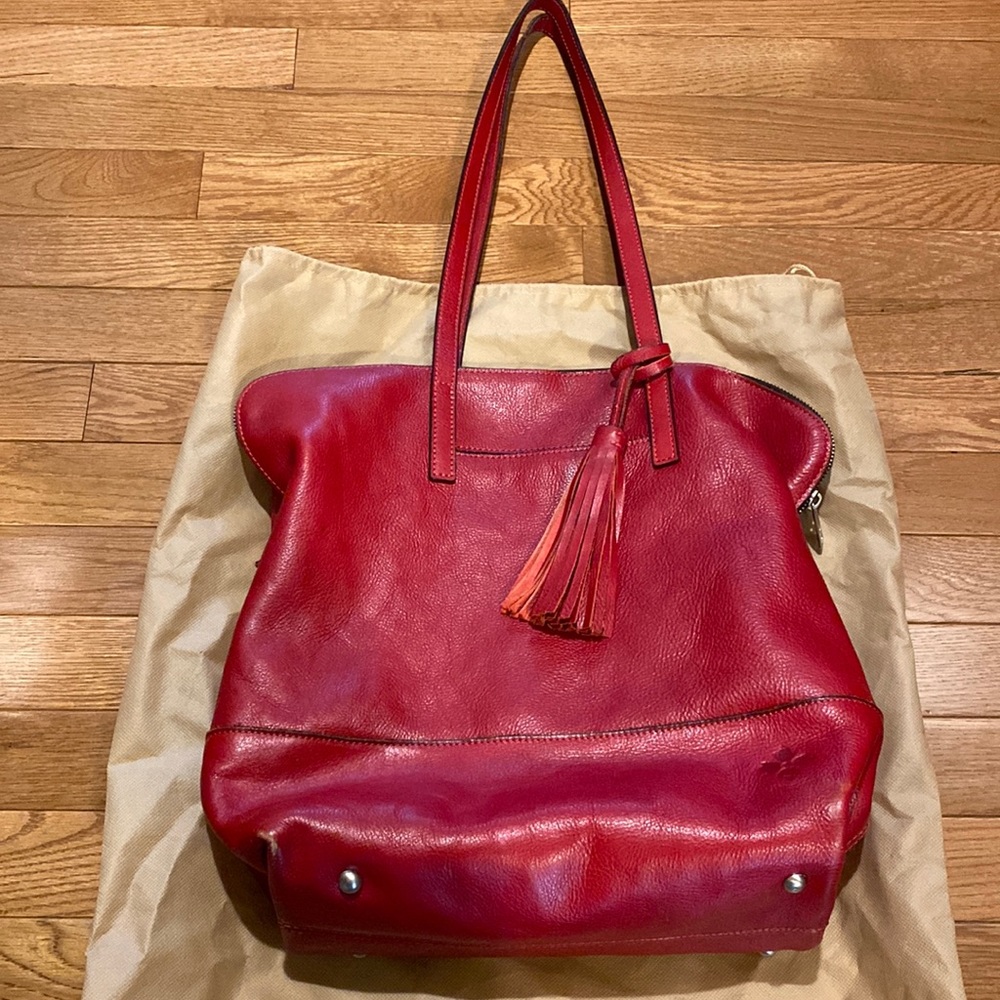 Patricia Nash red leather large tote purse